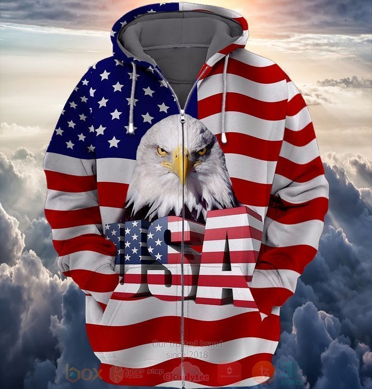 American Flag Eagle 3D Zip Hoodie American Flag Eagle 3D Zip Hoodie