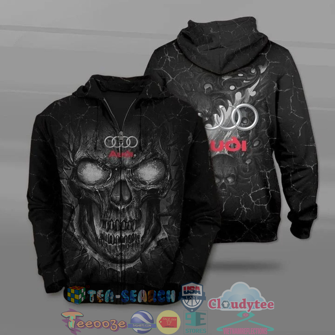 Audi Skull Ver 2 All Over Printed T-Shirt Hoodie Audi Skull Ver 2 All Over Printed T-Shirt Hoodie