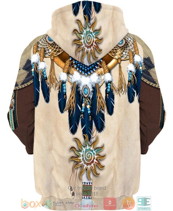 Blue-Feather-Pattern-3D-Shirt-Hoodie-3