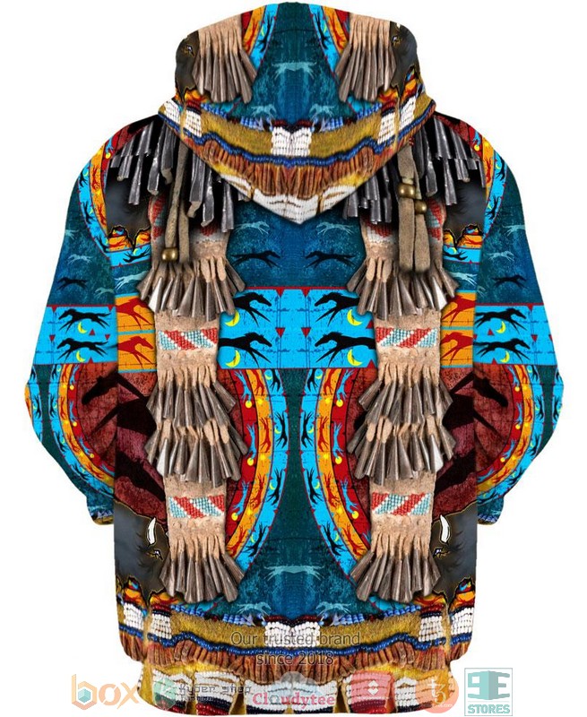 Blue-Native-Motif-3D-Shirt-Hoodie-3