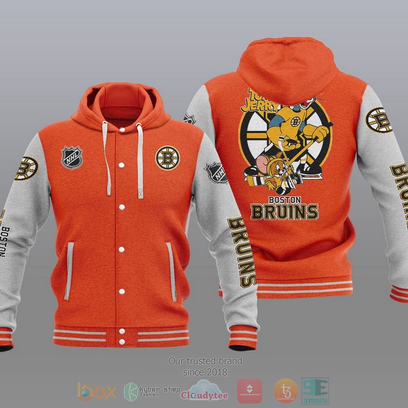 Boston Bruins Nhl Tom And Jerry Baseball Hoodie Jacket Boston Bruins Nhl Tom And Jerry Baseball Hoodie Jacket