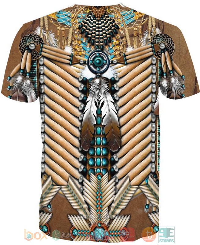 Brown White Bead Feather 3D Shirt Brown White Bead Feather 3D Shirt