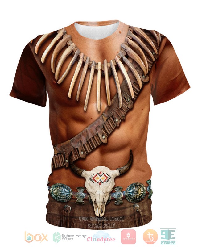Buffalo Skull Brown Skin Pattern Native American 3D Shirt Buffalo Skull Brown Skin Pattern Native American 3D Shirt