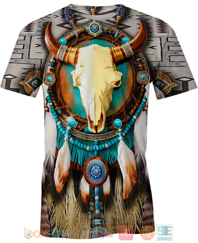 Buffalo-Skull-Native-Pattern-3D-Shirt-Hoodie-2