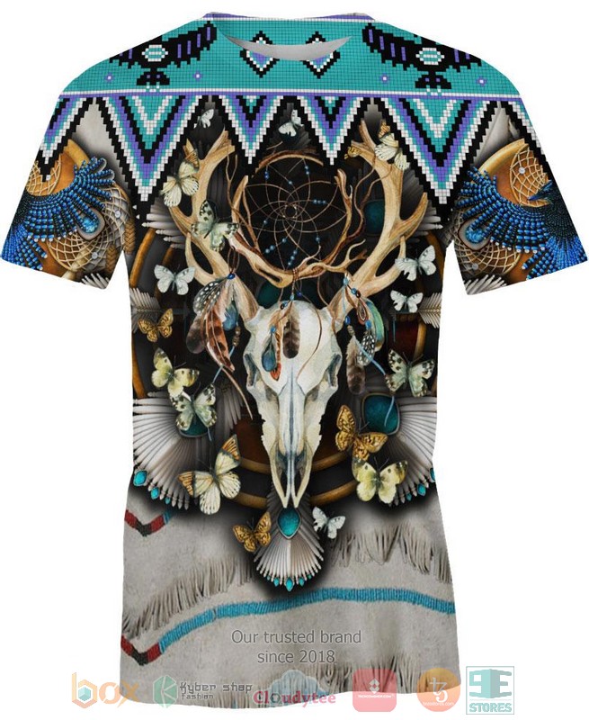 Butterfly-And-Buffalo-Skull-3D-Shirt-Hoodie-2