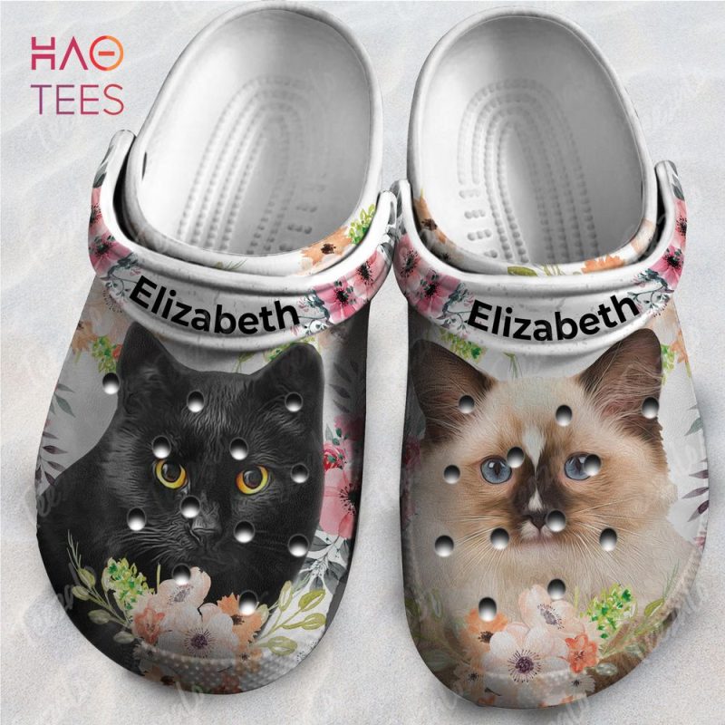 Cat Personalized Clogs Shoes For Women With Flower Pattern Cat Personalized Clogs Shoes For Women With Flower Pattern