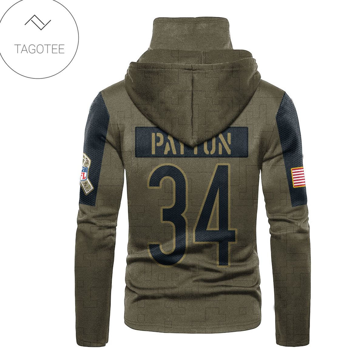 Chicago Bears Number 34 Walter Payton Mask Hoodie Chicago Bears Number 34 Walter Payton Mask Hoodie