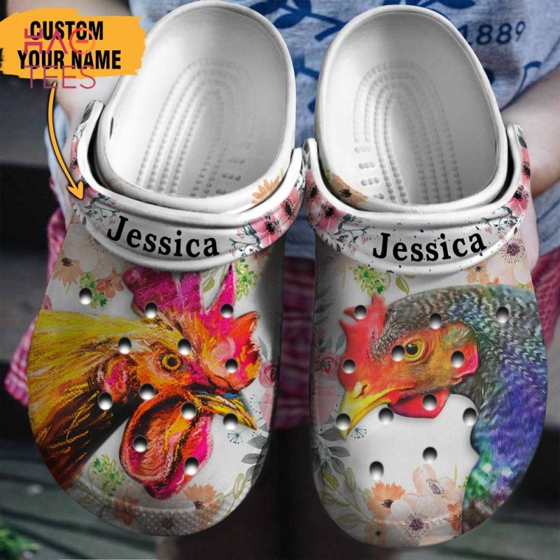 Chicken Flower Personalized Clogs Shoes With Your Name Chicken Flower Personalized Clogs Shoes With Your Name