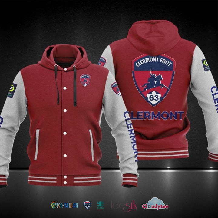 Clermont Foot Auvergne Baseball Hoodie Jacket Clermont Foot Auvergne Baseball Hoodie Jacket