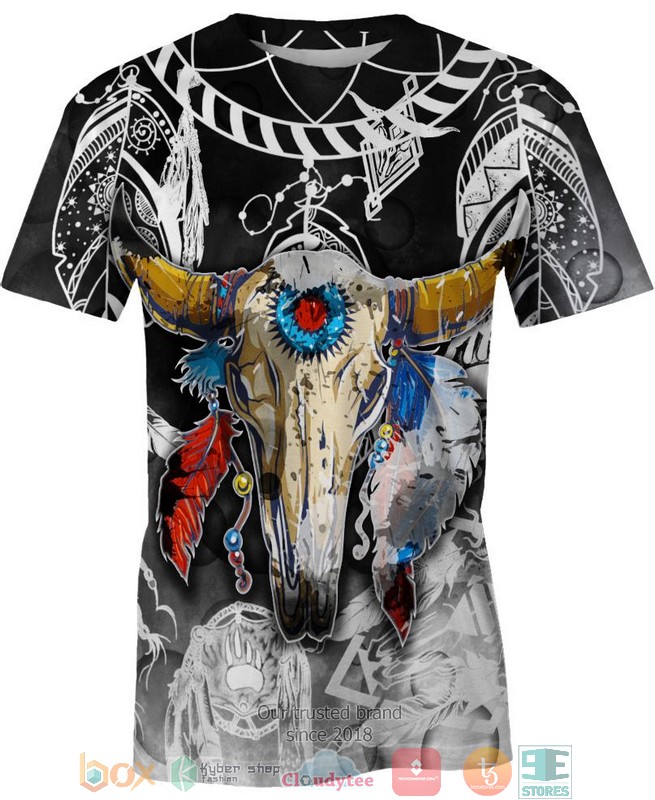 Colorful-Buffalo-Skull-3D-Shirt-Hoodie-2