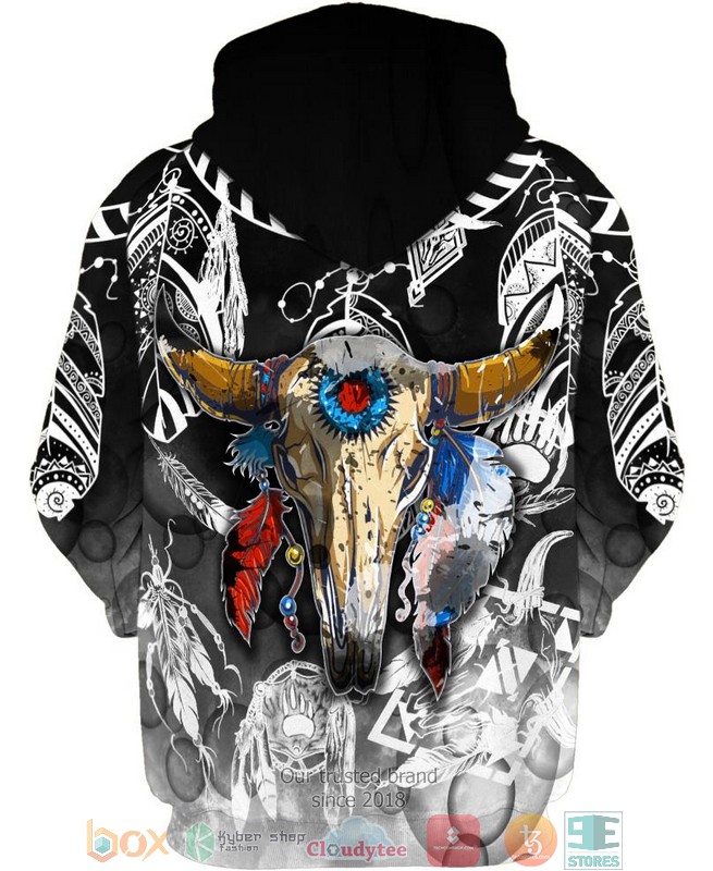 Colorful-Buffalo-Skull-3D-Shirt-Hoodie-3