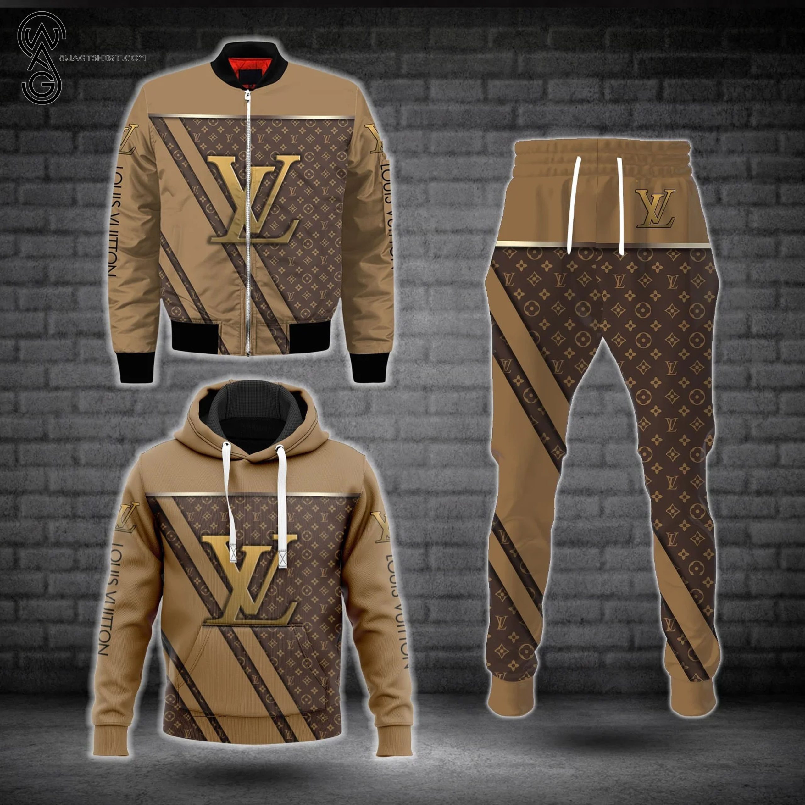 Combo Louis Vuitton Classic Version Hoodie Bomber Jacket And Pants Combo Louis Vuitton Classic Version Hoodie Bomber Jacket And Pants