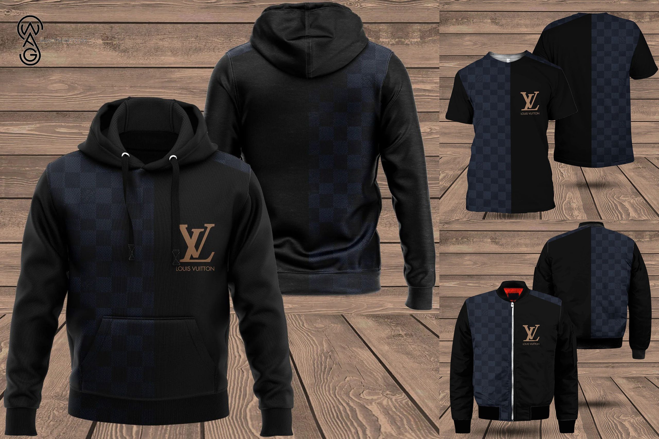 Combo Louis Vuitton Navy Classic Version Hoodie Bomber Jacket And Pants Combo Louis Vuitton Navy Classic Version Hoodie Bomber Jacket And Pants