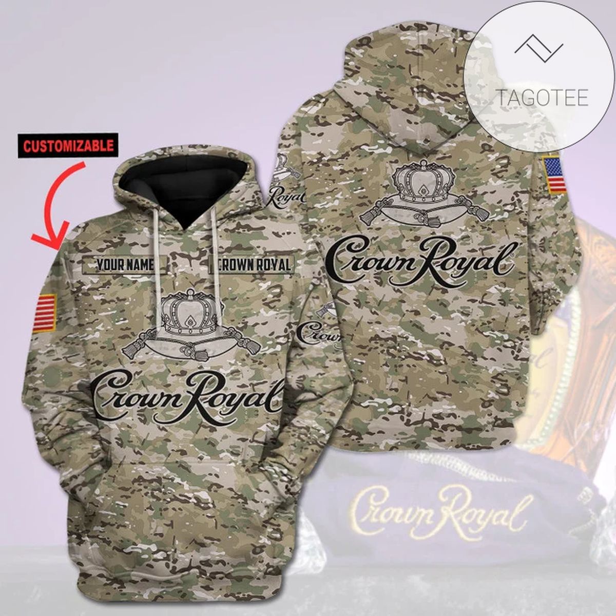 Crown Royal Camo Printed All Over Print Hoodie Crown Royal Camo Printed All Over Print Hoodie