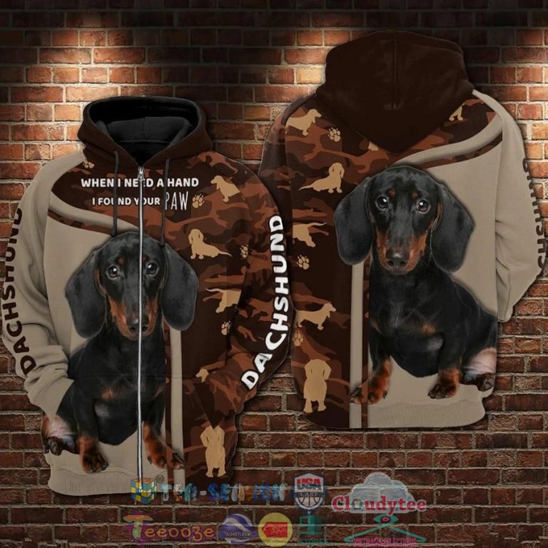 Dachshund-When-I-Need-A-Hand-I-Found-You-Paw-Camo-3D-Hoodie-2