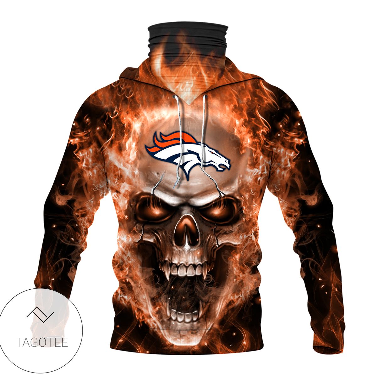 Denver Broncos Skull Fire Mask Hoodie Denver Broncos Skull Fire Mask Hoodie