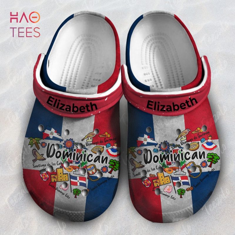Dominican Flag Heart With Symbols Custom Your Name Clogs Shoes Dominican Flag Heart With Symbols Custom Your Name Clogs Shoes
