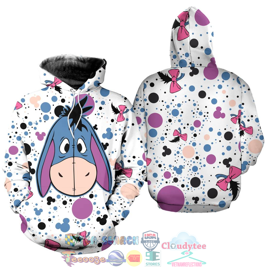 Eeyore Donkey Polkadot Pattern Disney Hoodie 3D Eeyore Donkey Polkadot Pattern Disney Hoodie 3D
