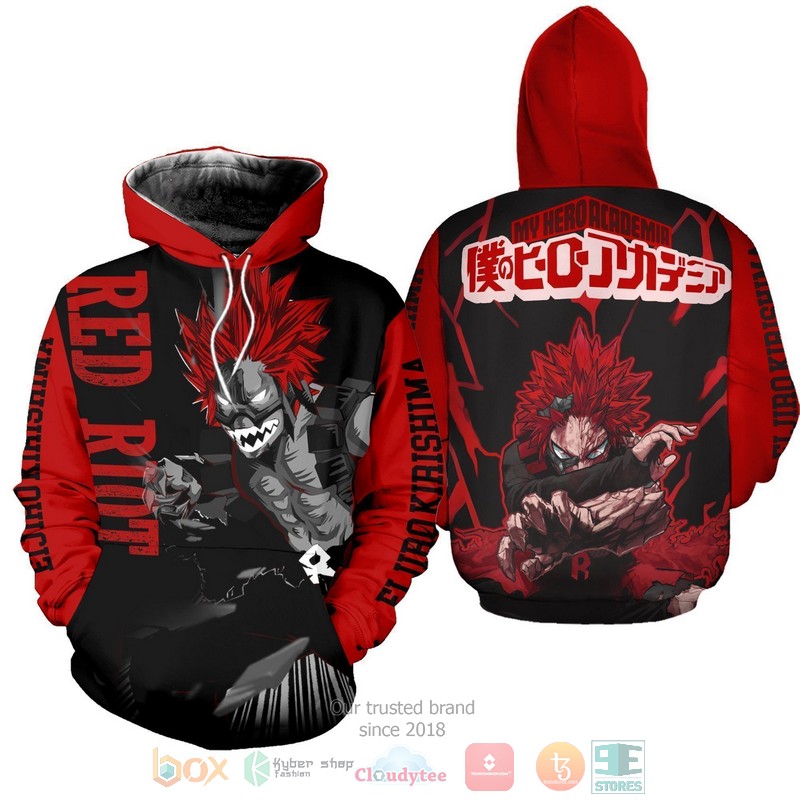 Eijirou Kirishima Red Riot My Hero Academia Anime 3D Hoodie Eijirou Kirishima Red Riot My Hero Academia Anime 3D Hoodie