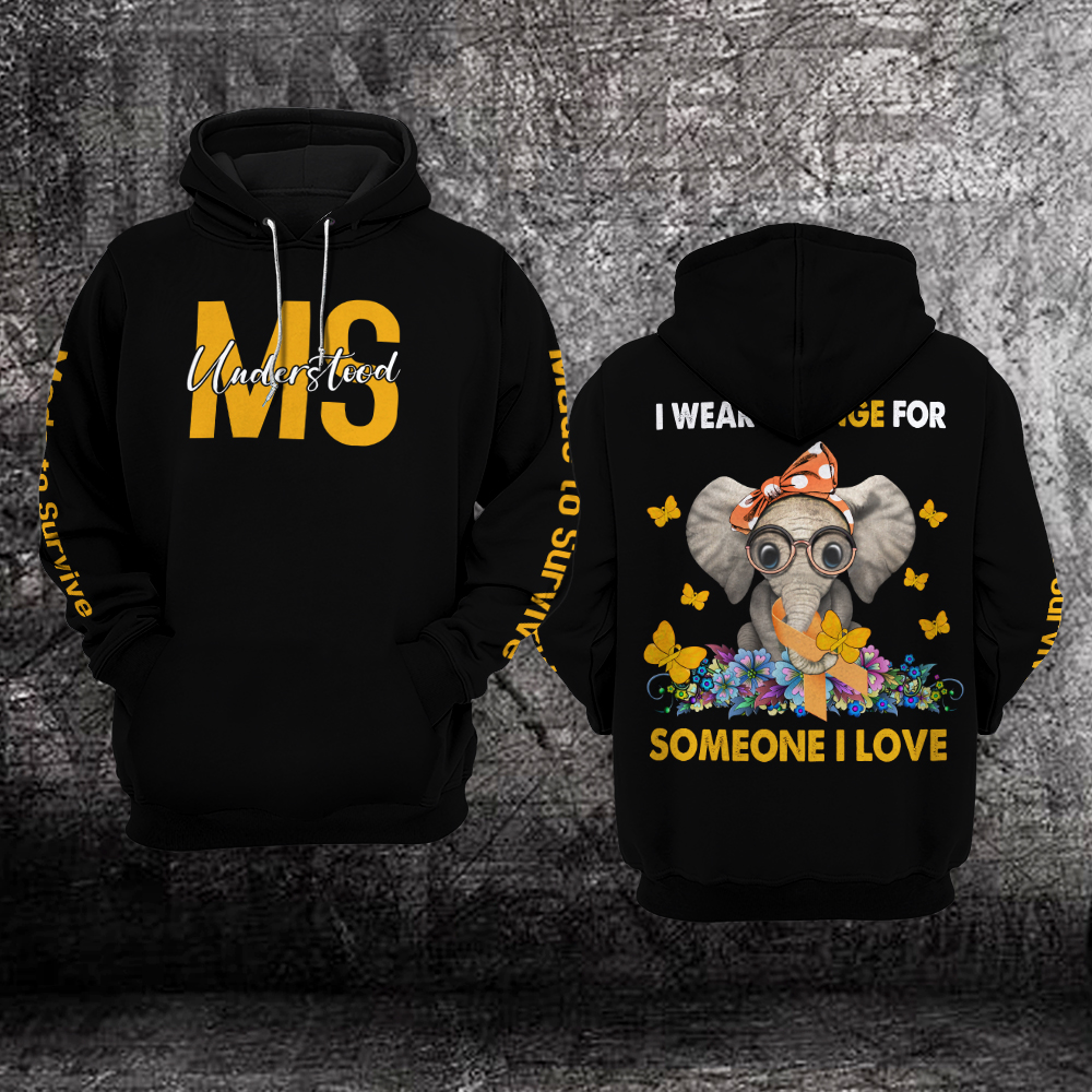Elephant Ms Understood Multiple Sclerosis Awareness 3D Hoodie – Limited Edition Elephant Ms Understood Multiple Sclerosis Awareness 3D Hoodie – Limited Edition
