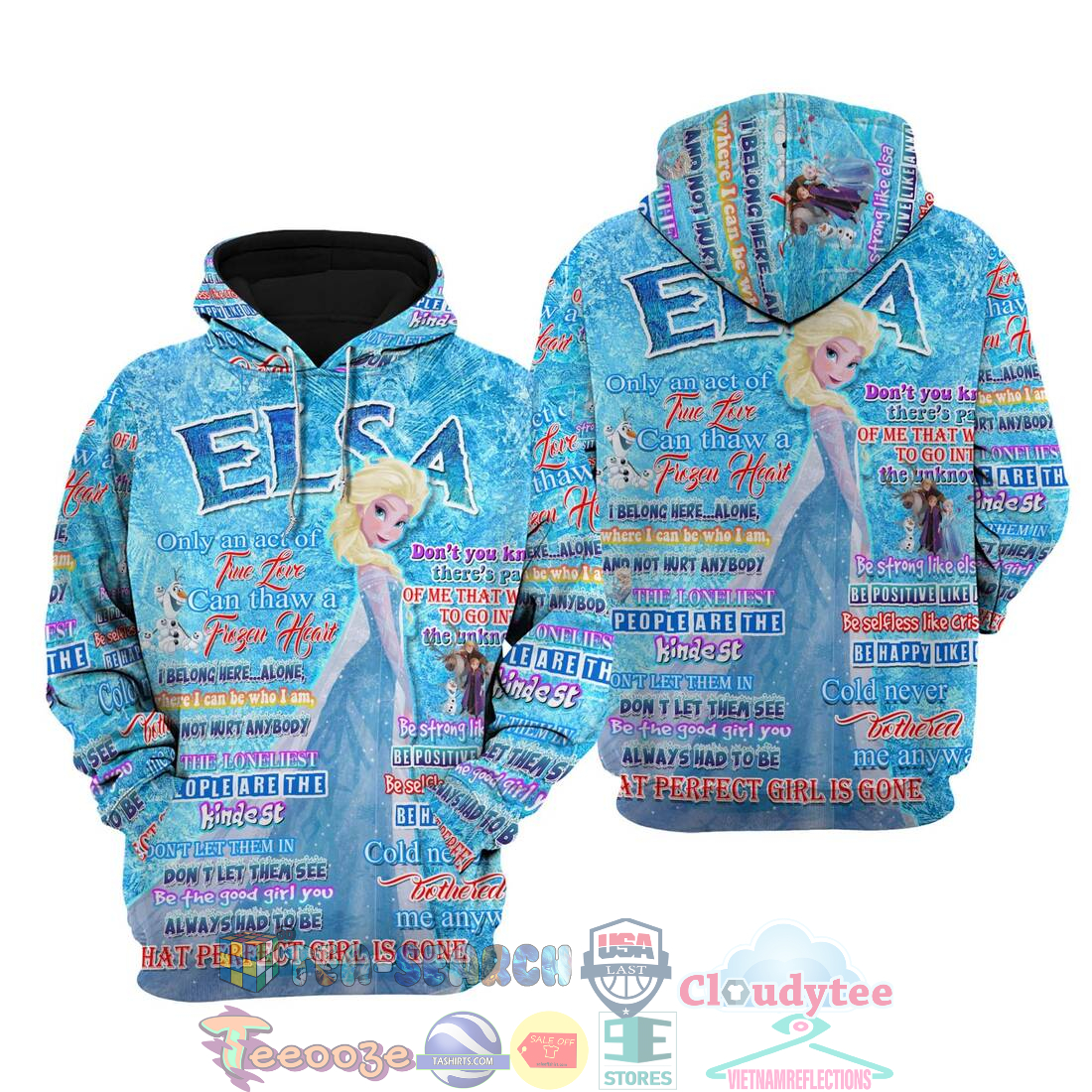 Elsa Frozen Punk Words Pattern Disney Quotes Hoodie 3D Elsa Frozen Punk Words Pattern Disney Quotes Hoodie 3D