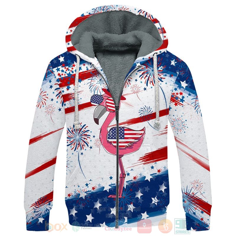 Flamingo American Flag 3D Fleece Hoodie Flamingo American Flag 3D Fleece Hoodie