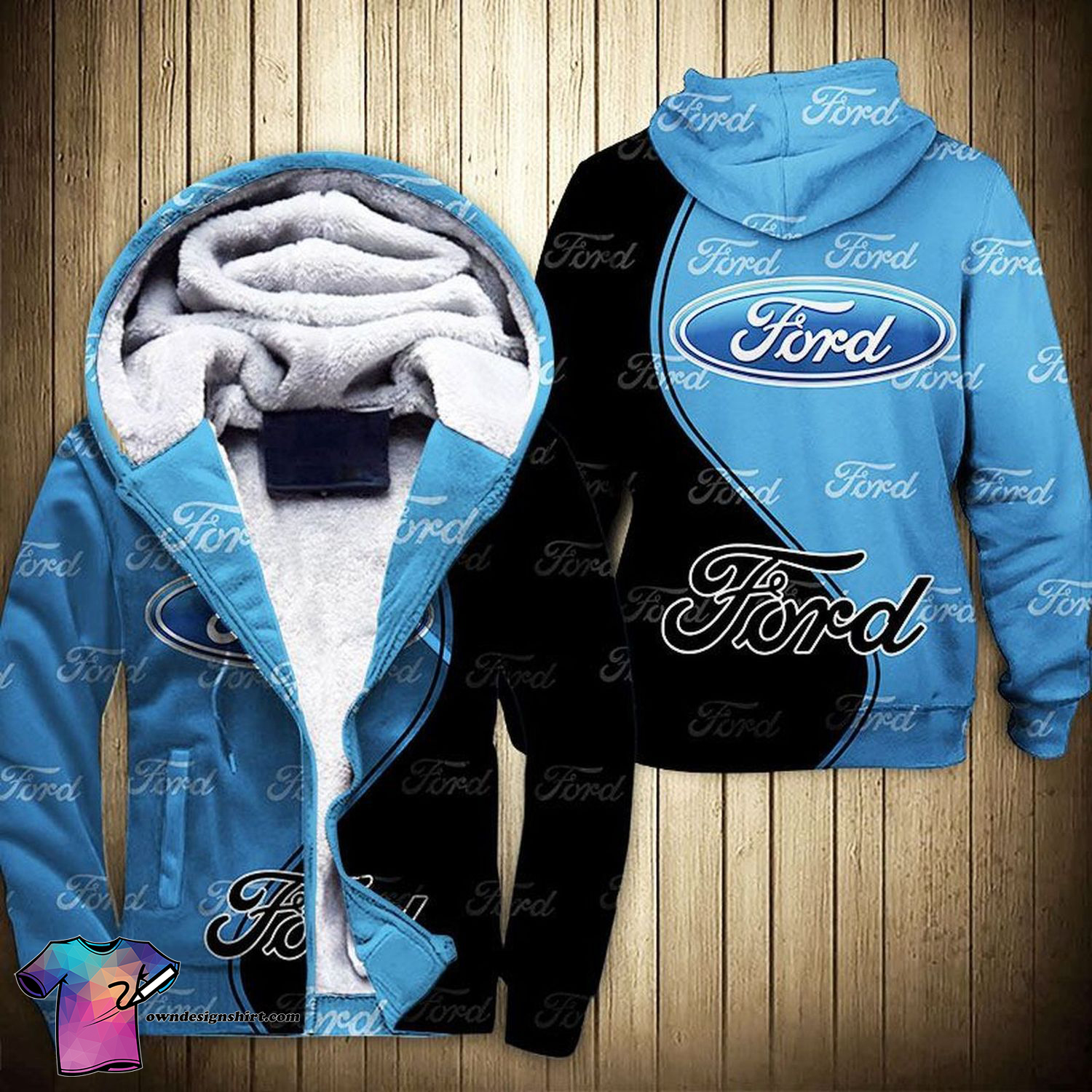 Ford Car Logo Full Print Fleece Hoodie Ford Car Logo Full Print Fleece Hoodie