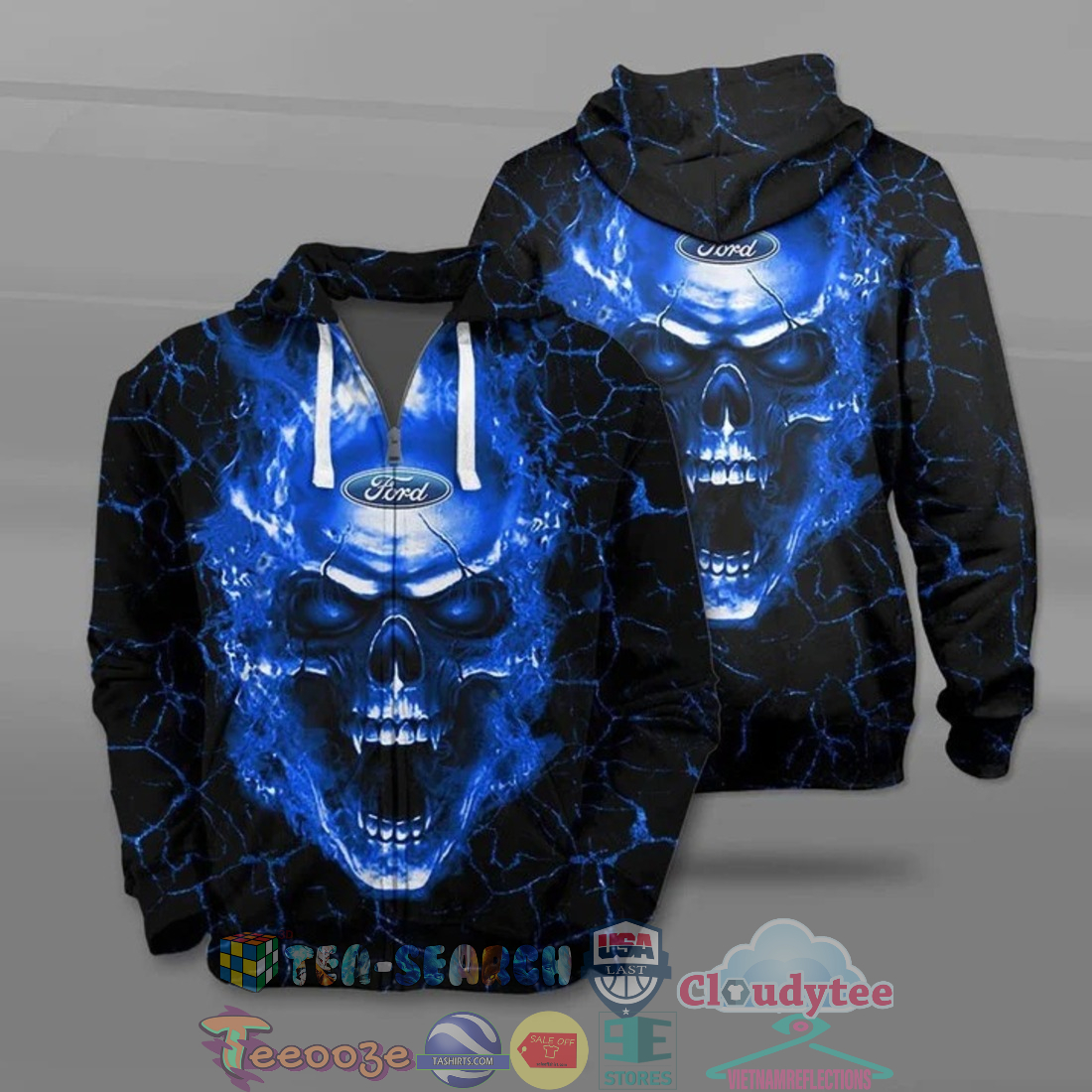 Ford Skull Ver 1 All Over Printed T-Shirt Hoodie Ford Skull Ver 1 All Over Printed T-Shirt Hoodie