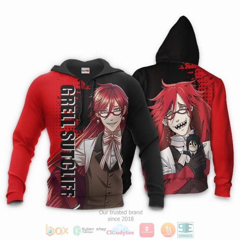 Grell Sutcliff Black Butler Anime 3D Hoodie Bomber Jacket Hot Sale 2024