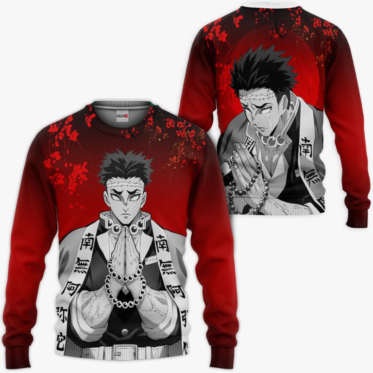 Gyomei-Himejima-Custom-Kimetsu-Anime-Red-3D-Hoodie-Bomber-Jacket-2