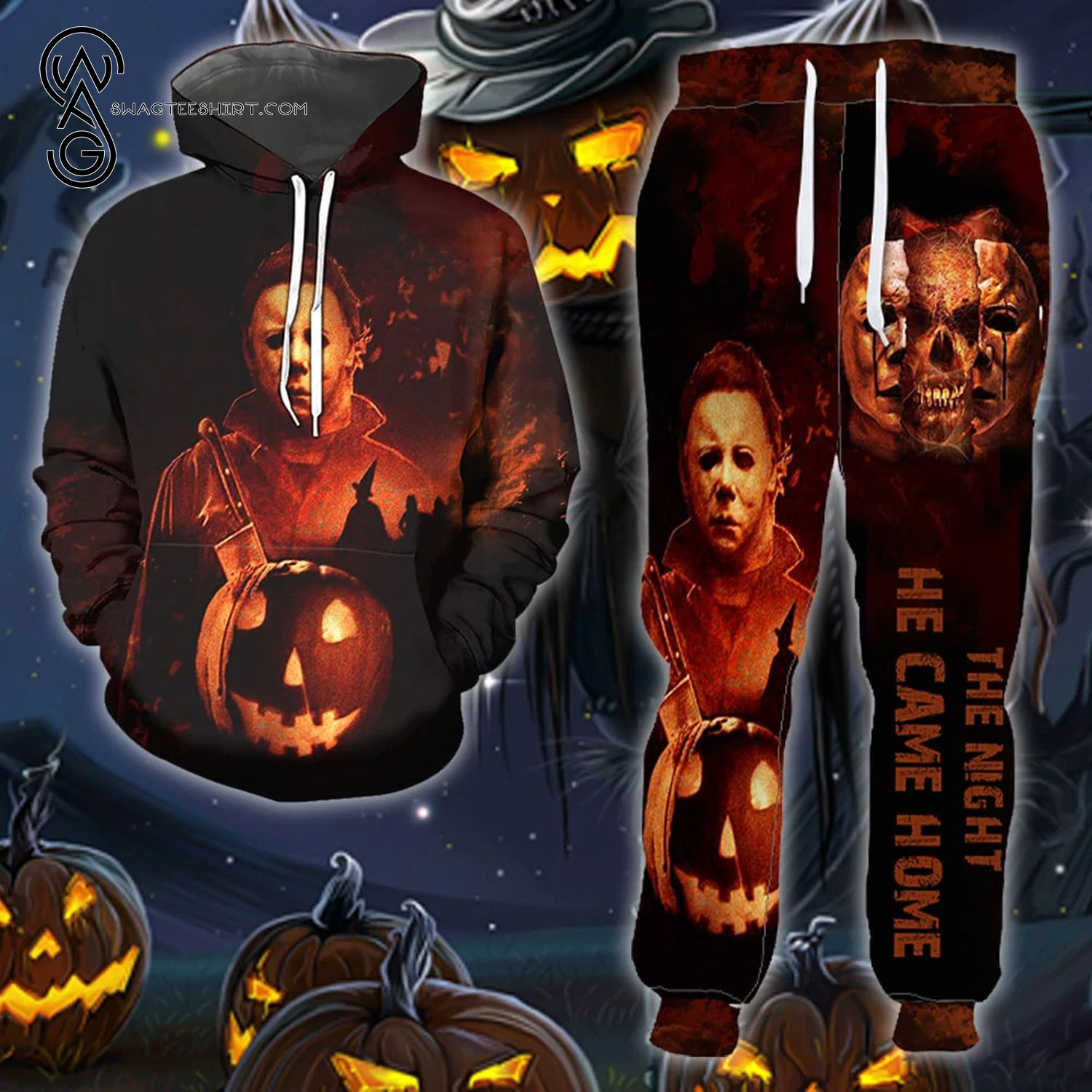 Halloween Scary Michael Myers Full Print Combo Hoodie And Sweatpants Halloween Scary Michael Myers Full Print Combo Hoodie And Sweatpants