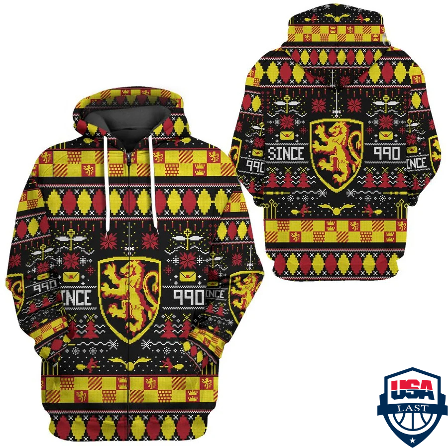 Harry Potter Gryffindor House Ugly Pattern 3D Hoodie Apparel Harry Potter Gryffindor House Ugly Pattern 3D Hoodie Apparel