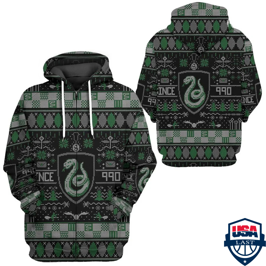 Harry Potter Slytherin House Ugly Pattern 3D Hoodie Apparel Harry Potter Slytherin House Ugly Pattern 3D Hoodie Apparel