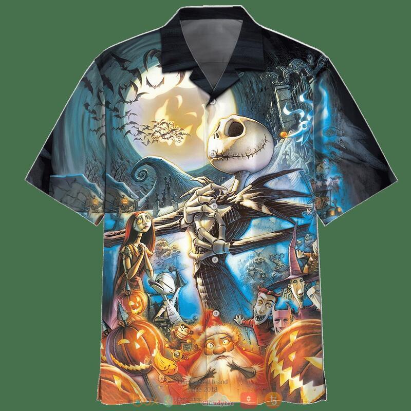 Jack Skelington And Sally Santa Halloween Night 3D Shirt Jack Skelington And Sally Santa Halloween Night 3D Shirt