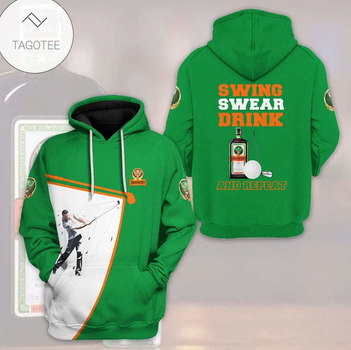 Jagermeister Golf Swing Swear Drink And Repeat Hoodie Jagermeister Golf Swing Swear Drink And Repeat Hoodie