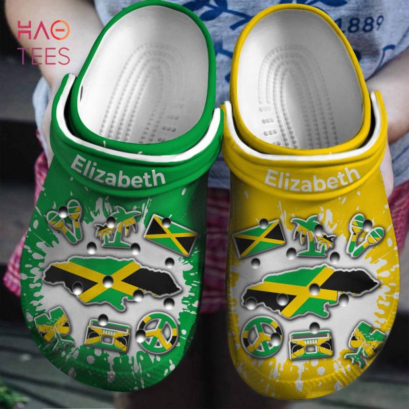 Jamaica Flag Bleached Personalized Clog Shoes Jamaica Flag Bleached Personalized Clog Shoes