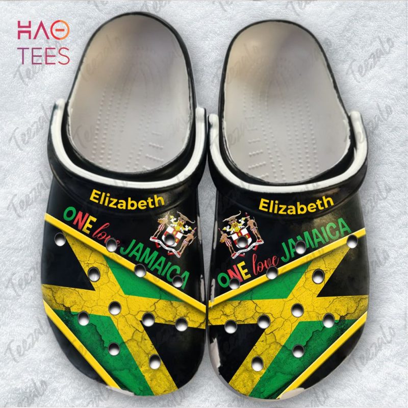 Jamaica Flag Coat of Arms Custom Your Name Clog Shoes Jamaica Flag Coat of Arms Custom Your Name Clog Shoes