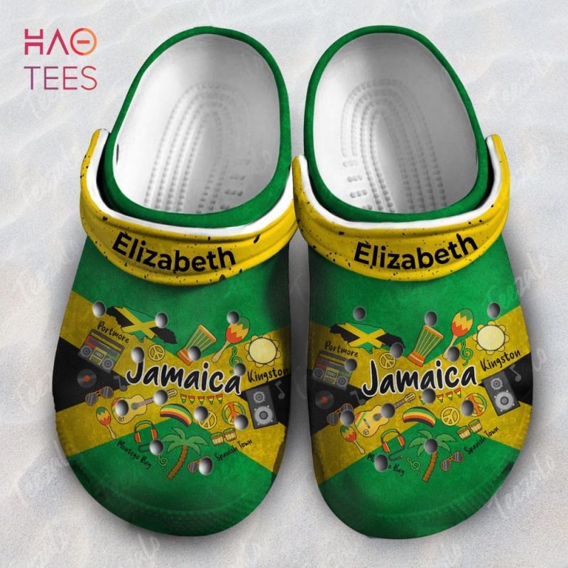 Jamaica Flag Heart With Symbols Custom Your Name Clogs Shoes Jamaica Flag Heart With Symbols Custom Your Name Clogs Shoes