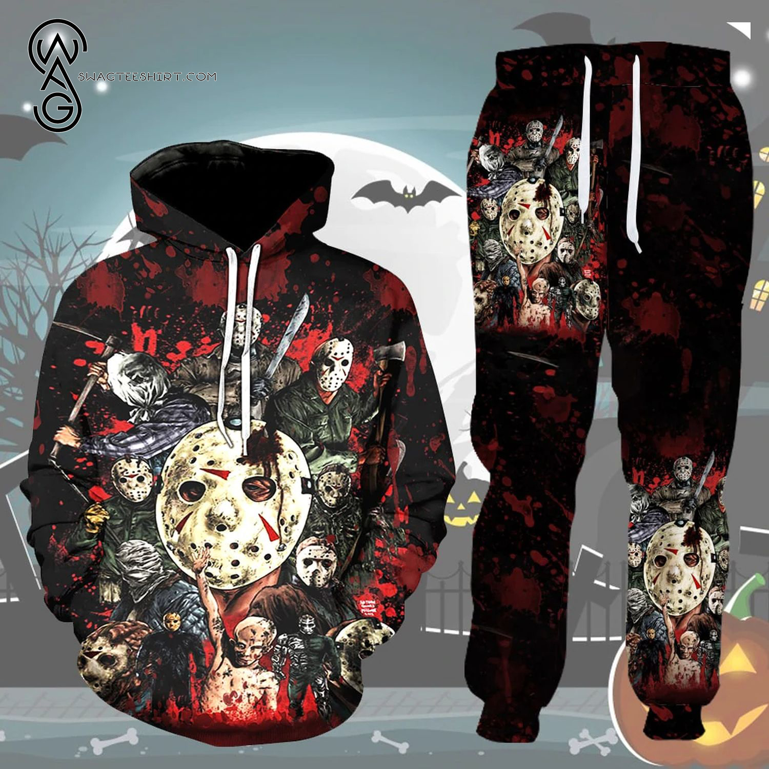 Jason Voorhees Halloween Movie Full Print Combo Hoodie And Sweatpants Jason Voorhees Halloween Movie Full Print Combo Hoodie And Sweatpants