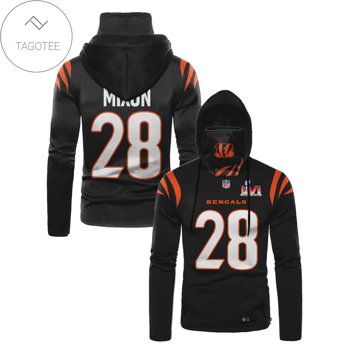 Joe Mixon Mo 28 Cincinnati Bengals Mask Hoodie Joe Mixon Mo 28 Cincinnati Bengals Mask Hoodie