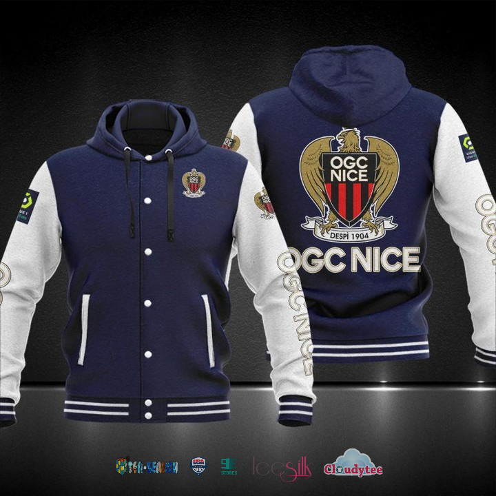 Ligue 1 Ogc Nice Baseball Hoodie Jacket Ligue 1 Ogc Nice Baseball Hoodie Jacket