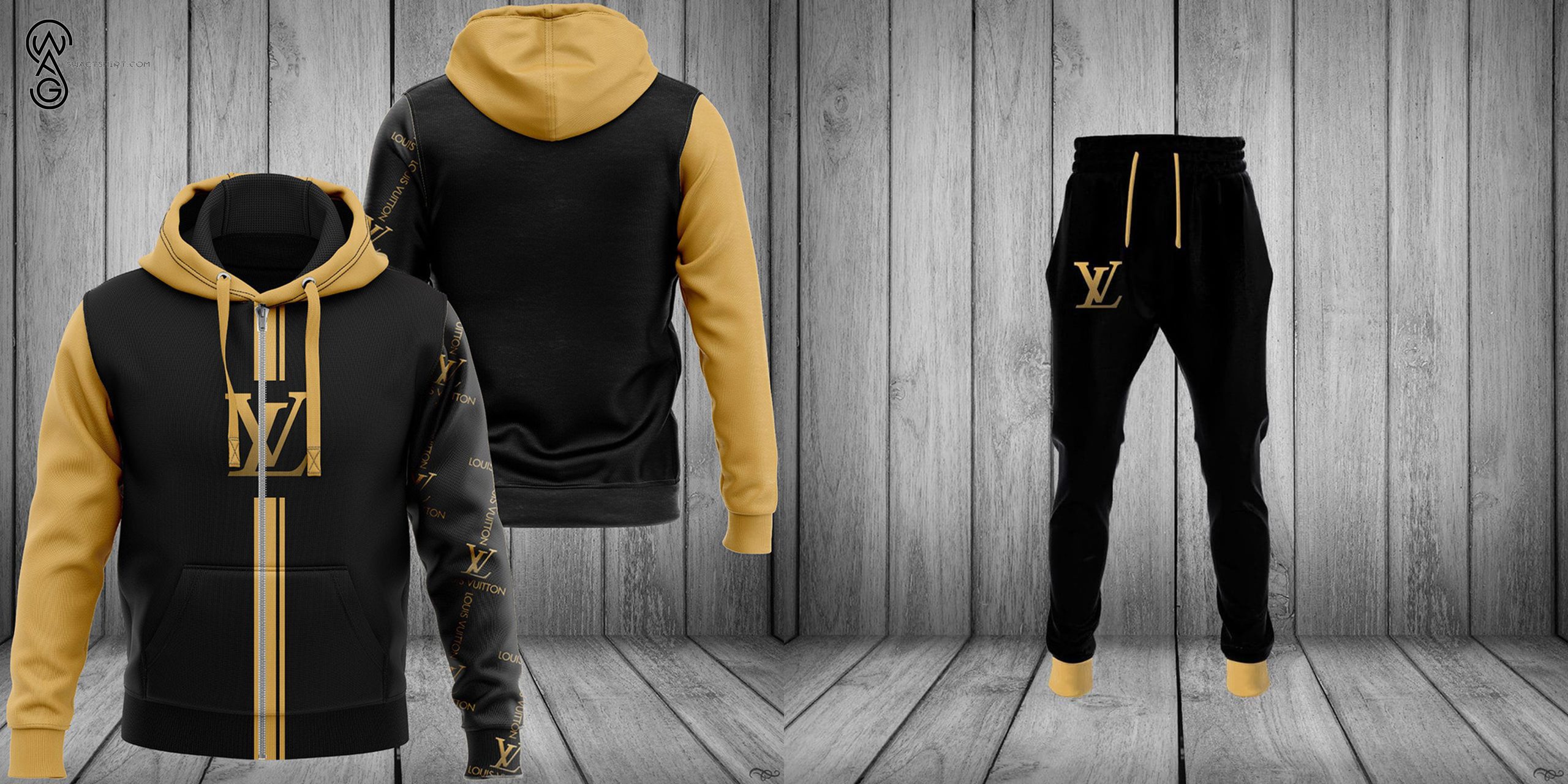 Louis Vuitton Black Brown Symbol Combo Hoodie And Long Pants Louis Vuitton Black Brown Symbol Combo Hoodie And Long Pants