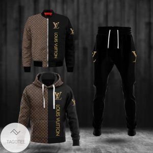 Louis Vuitton Brand Black Hoodie And Pants