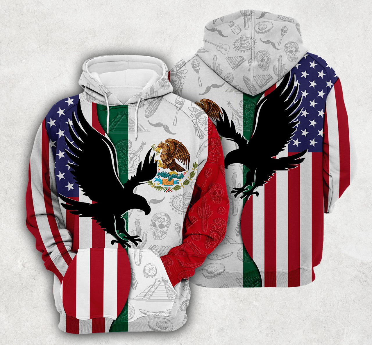 Mexico Flag And Symbols Dual Citizen Hoodie Mexico Flag And Symbols Dual Citizen Hoodie