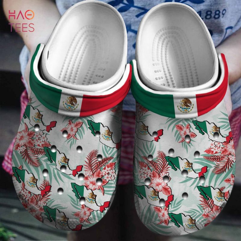 Mexico Map And Flower Clogs Shoes Mexico Map And Flower Clogs Shoes