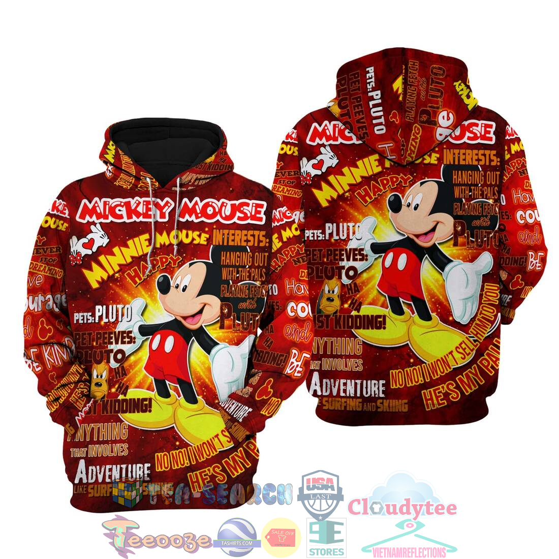 Mickey Mouse Punk Words Pattern Disney Quotes Hoodie 3D Mickey Mouse Punk Words Pattern Disney Quotes Hoodie 3D