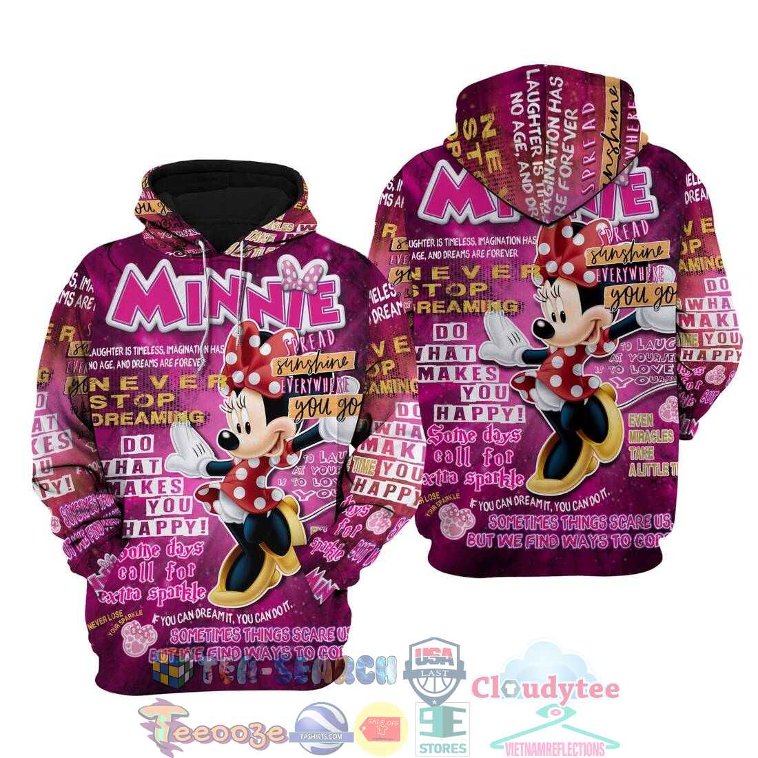 Minnie Mouse Punk Words Pattern Disney Quotes Hoodie 3D Minnie Mouse Punk Words Pattern Disney Quotes Hoodie 3D