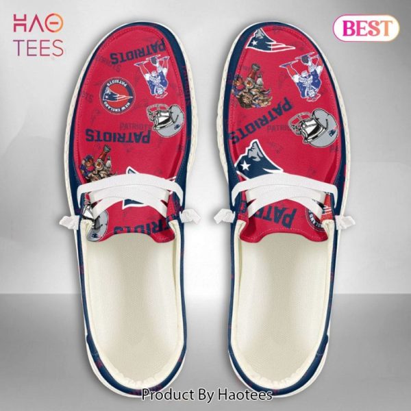 NFL New England Patriots Custom Name Hey Dude Shoes Hot Sale 2024