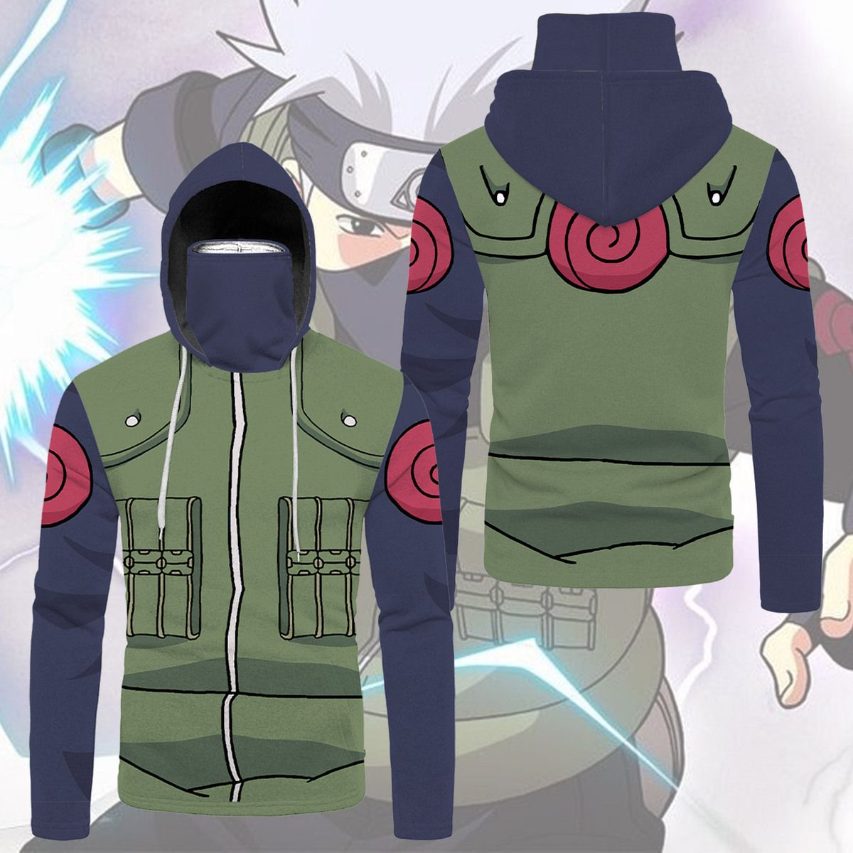 Naruto Hatake Kakashi 3D Hoodie Mask Naruto Hatake Kakashi 3D Hoodie Mask
