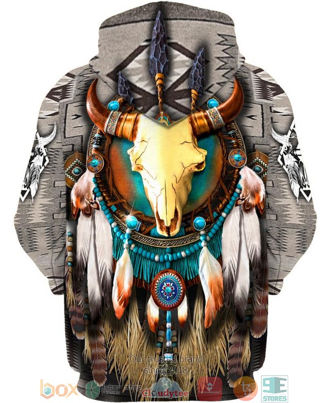 Native-American-Bison-Skull-Dreamcatcher-3D-Hoodie-2